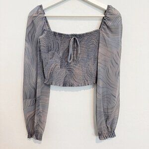 NWT Wilfred Saga Smock Top Aritzia in Gray Contemporary Peasant Boho Size Small‎